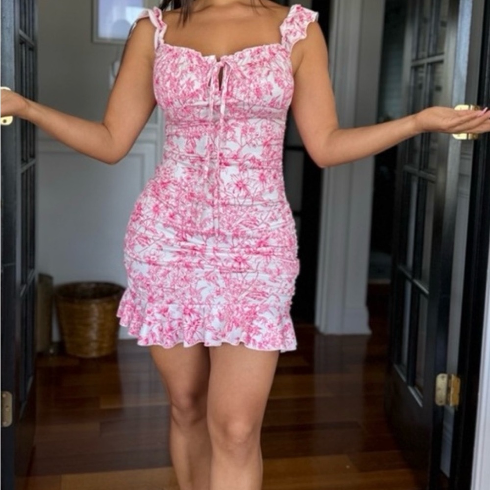 Floral Pink Ruffle Dress - Picture 9 of 9